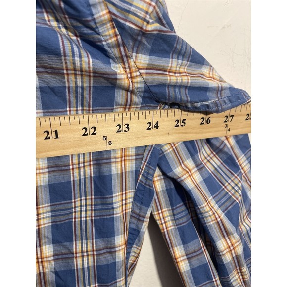 Peter Millar Men's Blue Yellow White Plaid Print Button Down Shirt Size L - Picture 7 of 8